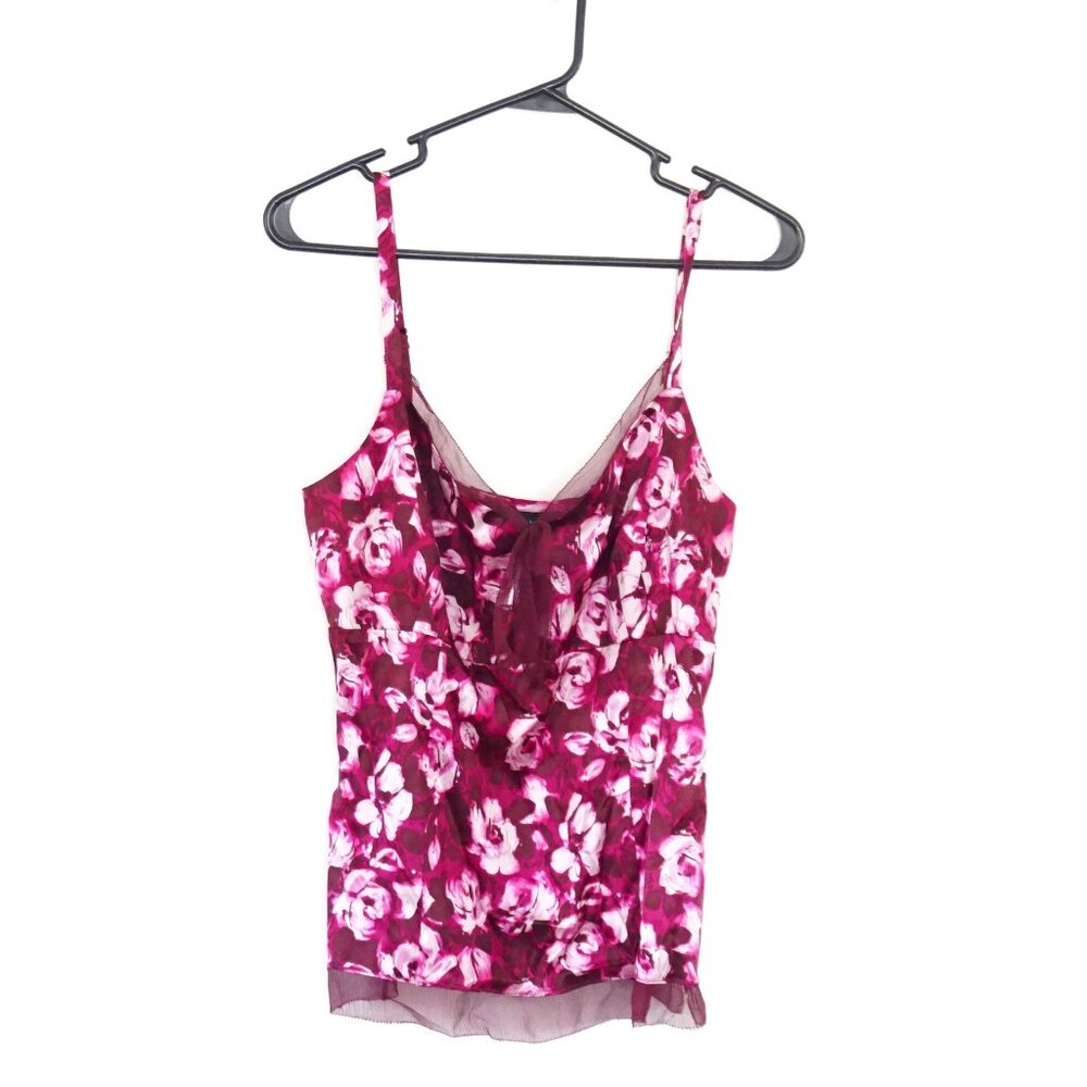 Vintage y2k silk floral cami Pink Burgundy M